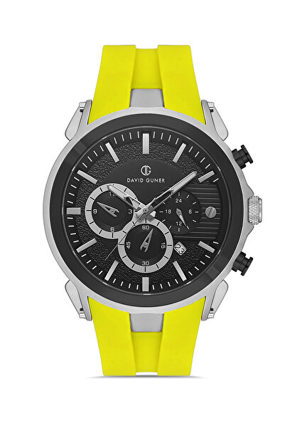 DAVID GUNER Men's Wristwatch with Yellow Silicone Strap