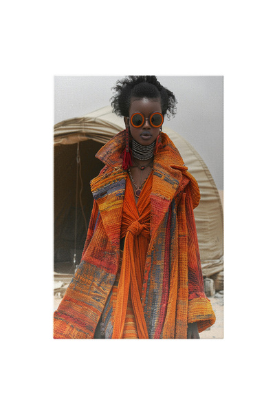 StoryGift Romania Tablou Canvas Palton Și Rochie Portocalii Pe Corpul Unei Fe...