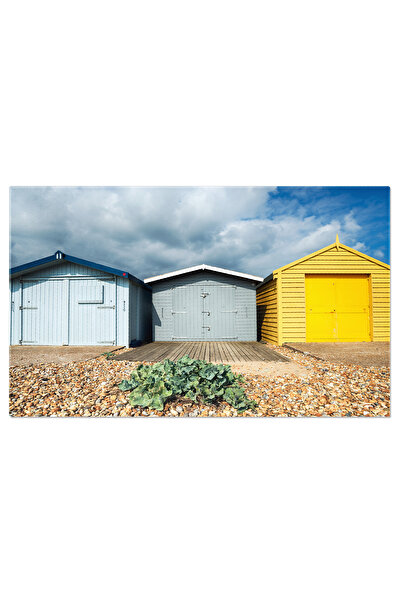 StoryGift Romania Tablou Canvas Cabane De Plaja La Hastings Culori Vii, Cabane De Plaja, Dramatic, Cer Furtunos 6