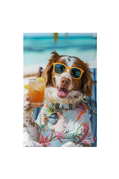 StoryGift Romania Tablou Canvas Căldură La Tropice Câine Brittany Se Relaxeaz...