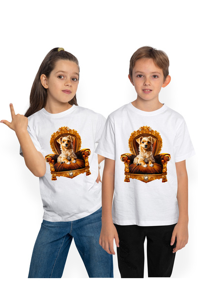 StoryGift Romania Tricou Copii Cu Un Catel Care Sta Pe Un Scaun De Nobil, Ilu...