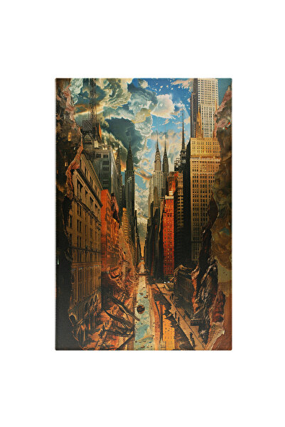 StoryGift Romania Tablou Canvas: Pictură În Oraș Cu Clădiri Istorice Și Turnu...