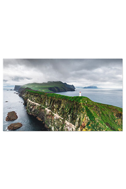 StoryGift Romania Tablou Canvas: Faroe Si Faleza - Faroe, Far, Insula, Natura, Peisaj, Marea, Calatorie