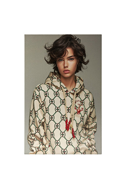 StoryGift Romania Tablou Canvas Femeie Cu Păr Scurt Iubitoare De Modă În Hanorac Gucci Fashion Icon , Pictura Dig