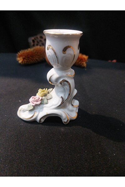 Dedemin Antikaları Vintage Dresden Capodimonte Porselen Mumluk