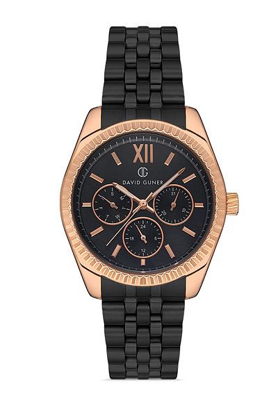 DAVID GUNER Rose Black Coated Black Dial Women's Wristwatch Dg-8314La-R2