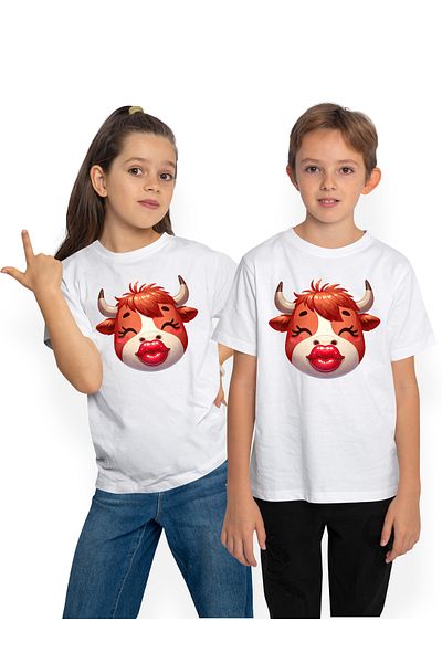 StoryGift Romania Tricou Copii Cu O Femela Zimbru Care Da Un Pupic, Ilustratie, Fericire, Iubire, Gest, Vale