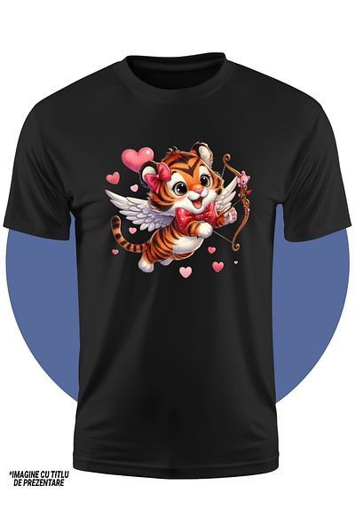 StoryGift Romania Children's T-shirt with a tiger Cupid shooting a bow, illustration, hearts, wings, love