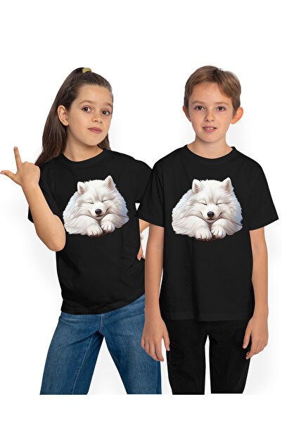 StoryGift Romania Tricou Copii Cu Un Catel Alb Care Doarme Dus, Ilustratie, B...