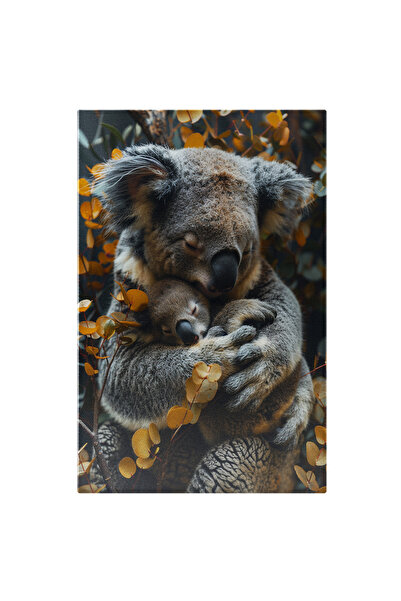 StoryGift Romania Tablou Canvas Mama Koala Și Joey Familie Adorabilă În Mijlocul Pădurii Cu Eucalipt , Pictura Di