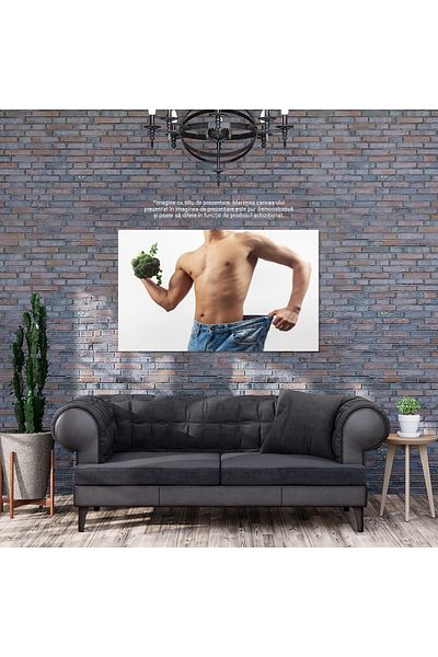 StoryGift Romania Tablou Canvas - Barbat Atletic In Postura Puternica - Musculatura, Motivatie, Forta