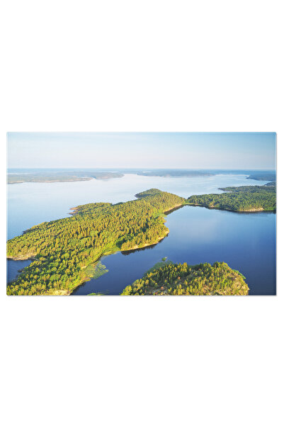 StoryGift Romania Tablou Canvas Insula La Apus Pe Un Lac, Insula, Apus, Natur...