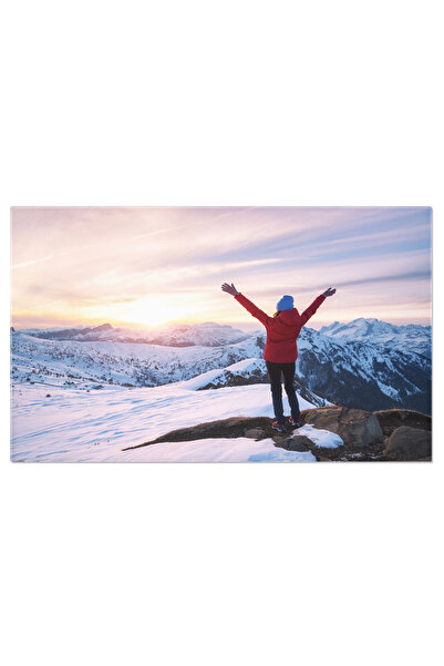 StoryGift Romania Tablou Canvas Cu Fata In Muntii Inzapeziti - Iarna, Aventura, Peisaj