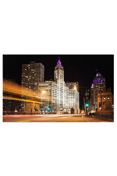 StoryGift Romania Tablou Canvas Noapte De Varf In Traficul Chicago Urban, Arhitectura, Chicago, Trafic, Noapte 11