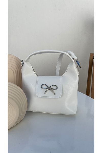 Hanwomen Mini geantă de mână și curea pentru femei LUNA White