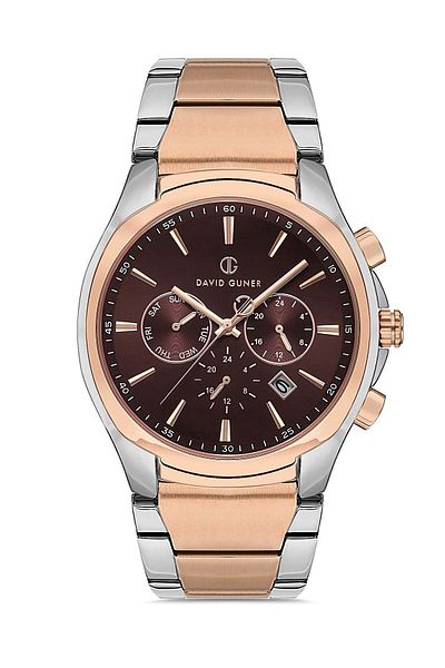 DAVID GUNER Rose White Coated Brown Dial Men's Wristwatch Dg-8395Ga-E6