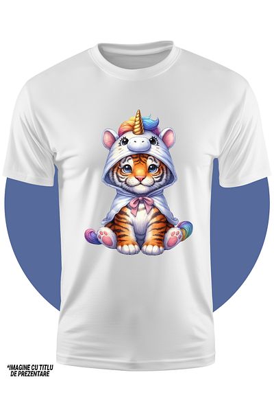 StoryGift Romania Children's T-shirt with a tiger in a unicorn costume, illustration, for children, playful, cheerful 10