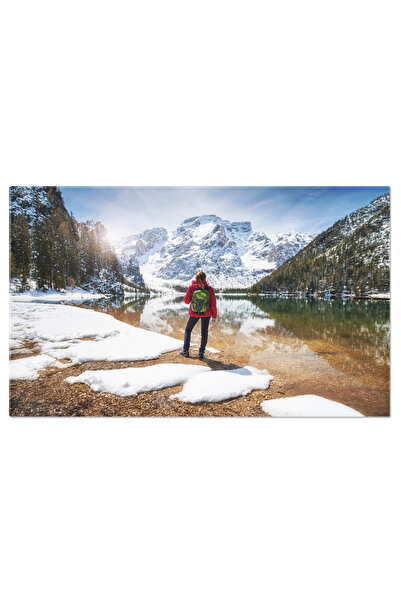 StoryGift Romania Tablou Canvas - Calatorind La Rasarit: Fata In Peisaj Montan