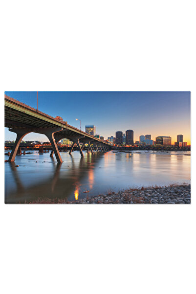 StoryGift Romania Tablou Canvas 120 X 80cm Peisaj Urban La Apus - Pod Si Zgar...