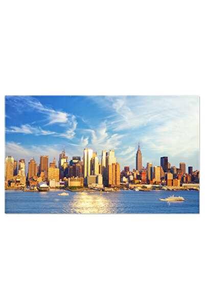 StoryGift Romania Tablou Canvas Manhattan Luminescent, Zgarieturi-nori, Aeria...