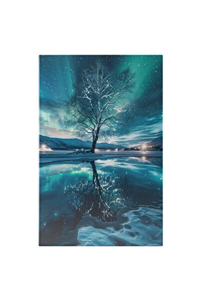 StoryGift Romania Tablou Canvas: Pomul Cu Făclii De Stele Tărâmul Noptii Eterne Aurora Boreală Și Secretele Sale