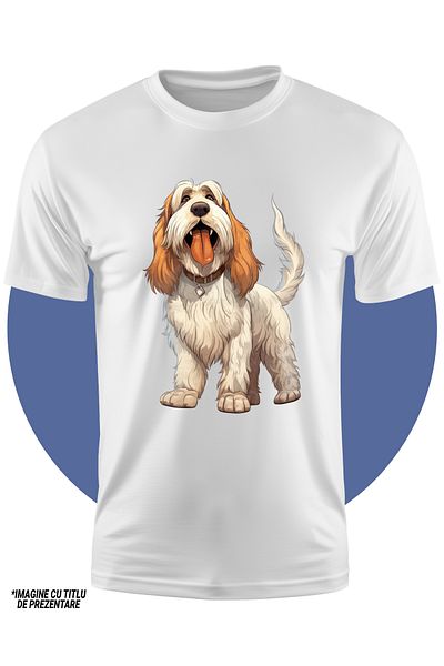 StoryGift Romania Tricou Copii Cu Un Catel Blanos Care Scoate Limba, Zgarda, Ilustratie, Pentru Iubitorii De