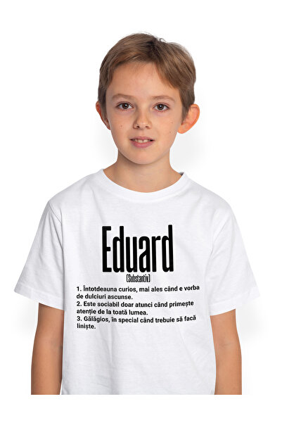 StoryGift Romania Tricou Copii Baieti Cu Numele Eduard, Cu Mesaj Amuzant, Cur...