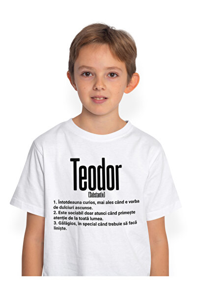 StoryGift Romania Tricou Copii Baieti Cu Numele Teodor, Cu Mesaj Amuzant, Cur...