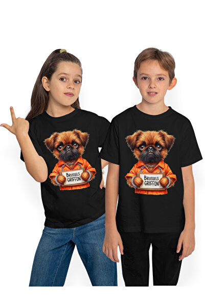 StoryGift Romania Tricou Copii Cu Un Catel Brussels Griffon La Puscarie, Ilus...