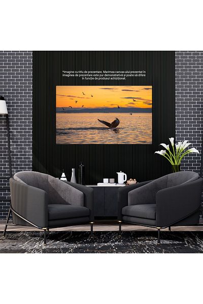 StoryGift Romania Tablou Canvas: Subacvatic Si Fascinant - Balena Megaptera In Armonie Cu Marea Si Valurile Sale