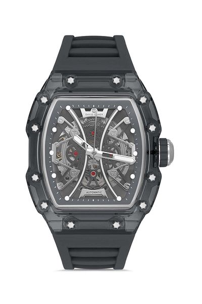 DAVID GUNER Automatic Black Silicone Band Men's Wrist Watch with Gray Dial - Dg-8628Gd-Y12