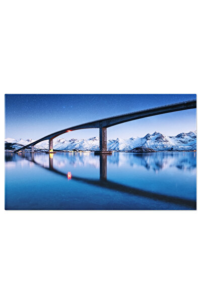 StoryGift Romania Tablou Canvas Peisaj Nocturn Cu Pod Pe Insulele Lofoten, No...