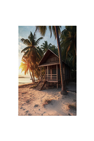 StoryGift Romania Tablou Canvas: Fotografie Cu O Casuta De Pe O Plaja - La Ma...