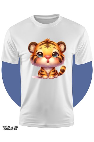 StoryGift Romania Kids T-Shirt With A Tiger Cub Giving A Kiss, Illustration, Appreciation, Care, Valentine'