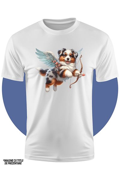 StoryGift Romania Tricou Copii Cu Un Catelus Blanos, Vesel, Ilustratie, Trage Cu Arcul, Zboara, Are Aripi, V