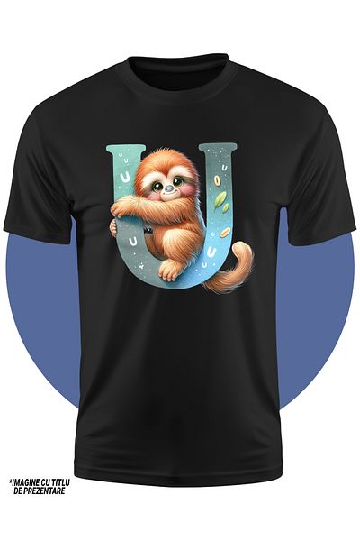 StoryGift Romania Children's T-shirt With An Orangutan With The Letter "u", Illustration, For Children, School, Student, Alphabet