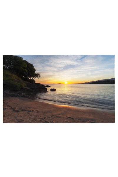 StoryGift Romania Tablou Canvas Apus Pe Plaja Mare Albastra, Ocean, Plaja, Va...