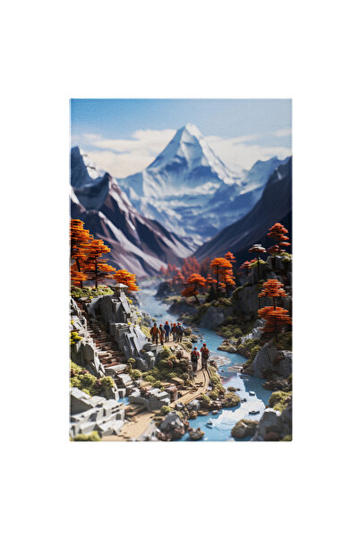 StoryGift Romania Tablou Canvas: Grup Drumeti Prin Munti Aventura Stil Lego P...