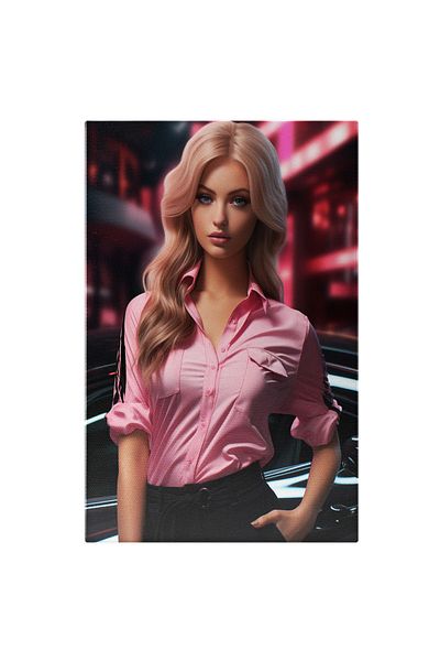 StoryGift Romania Tablou Canvas: Armonia Tăcută A Nuanțelor Efervescente Feminitate Mașină Expusă Strălucitor Pic