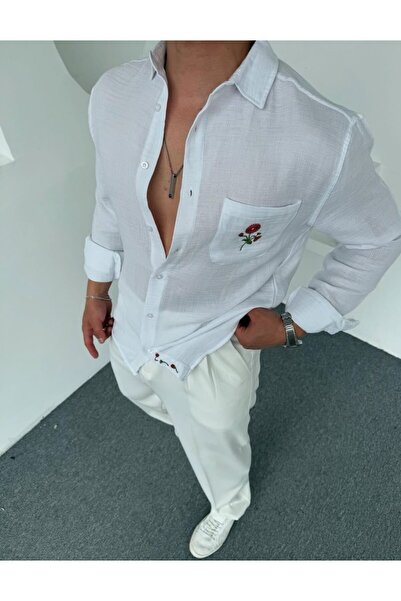 THMANY ÇİÇEK NAKIŞLI MÜSLİN GÖMLEK