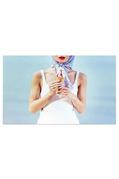 StoryGift Romania Tablou Canvas Eleganta Vintage Si Frumusete Tanara In Costume De Baie Alb Si Albastru, Redand E