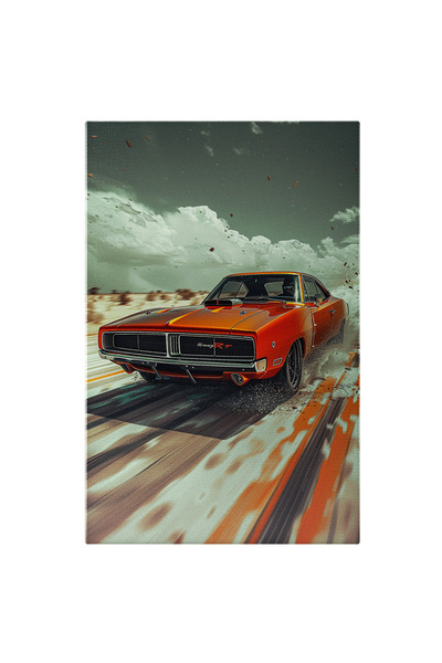 StoryGift Romania Tablou Canvas Automobil Portocaliu Model Dodge Charger Masi...