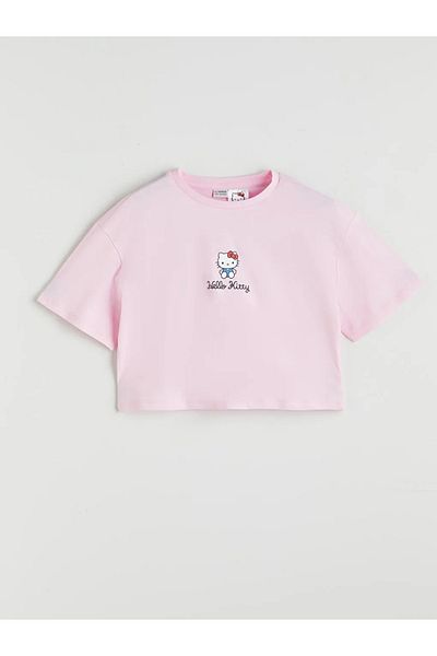 LC Waikiki Lcw kids pink crew neck hello kitty Printed girls' t-shirt and shorts