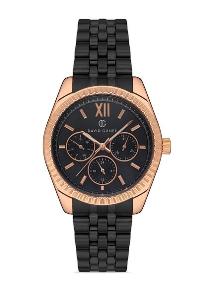 DAVID GUNER Rose Black Coated Black Dial Women's Wristwatch Dg-8314La-R2