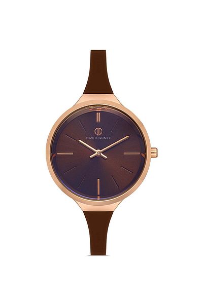 DAVID GUNER Women's Wristwatch Dg-8605Ld-S6 with Rose Coated Brown Dial