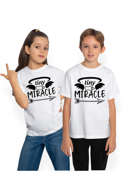 StoryGift Romania Children's T-shirt with the text "tiny Miracle" - Tiny Miracle Wings Baby Bottle 100% Cotton, Unisex,