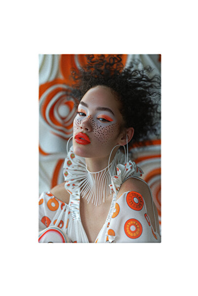 StoryGift Romania Tablou Canvas: Femeie Cu Pistrui Pictati Si Ochii Fardati P...