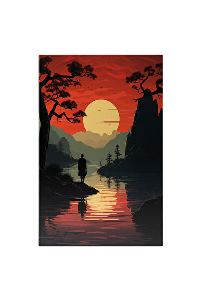 StoryGift Romania Tablou Canvas: Artă Digitală Peisaj La Apus- Cadru De Poves...