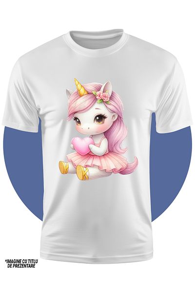 StoryGift Romania Tricou Copii Cu Un Portret De Fata De Culoare, Ilustratie, Trandafiri In Par, Fluturi, Abs