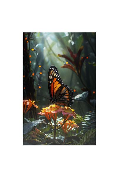 StoryGift Romania Tablou Canvas: Fluturele Pe Flori Armonie Naturală Perfectă Un Colț De Pădure Deasă Pictura Dig
